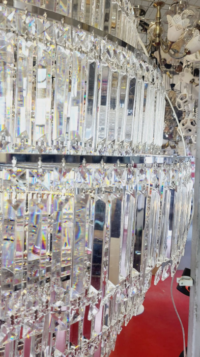 Candelabru 809 cu 56 becuri E14, 120x220 cm, design luxos, finisaj crom și sticlă tip cristal [2]