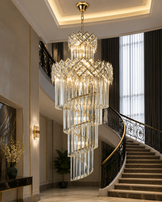 Candelabru 88158 Spirală Cristale K9 Auriu/Crom 60x180 cm Luxury [2]