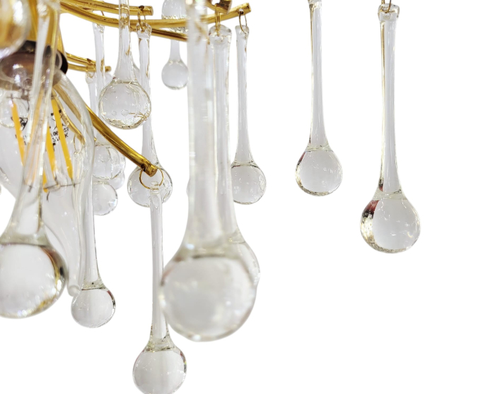 Lampadar 6113 auriu, sticlă tip cristal, 5 becuri E14, H170 cm [2]