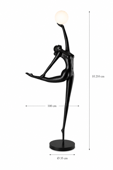 Lampadar Artistic 9110 cu Siluetă de Balerină și Glob Alb [3]