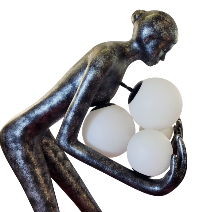 Lampadar artistic F 9106 – statuietă iluminată cu globuri opaline, fibră de sticlă, 180 cm [4]