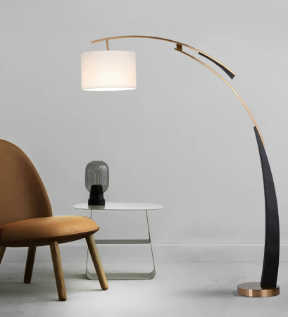 Lampadar F 8030 cu abajur textil și design elegant negru-auriu [3]