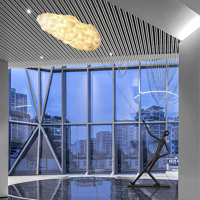 Lampadar KY 9127-W cu figurina stilizată și abajur tip nor, negru/alb, 170 cm [2]