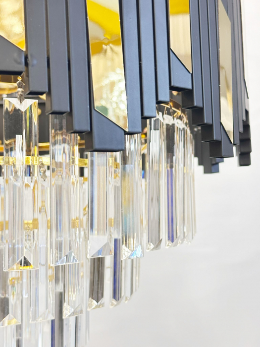 Lustra 109/400 – Lampă de tavan modernă metal auriu-negru cu sticlă imitatie cristal, diametru 40 cm [4]