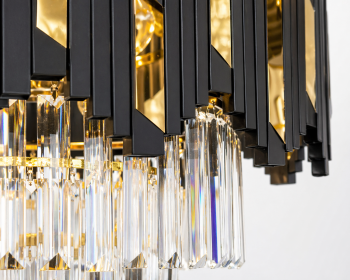 Lustra 109/400 – Lampă de tavan modernă metal auriu-negru cu sticlă imitatie cristal, diametru 40 cm [3]