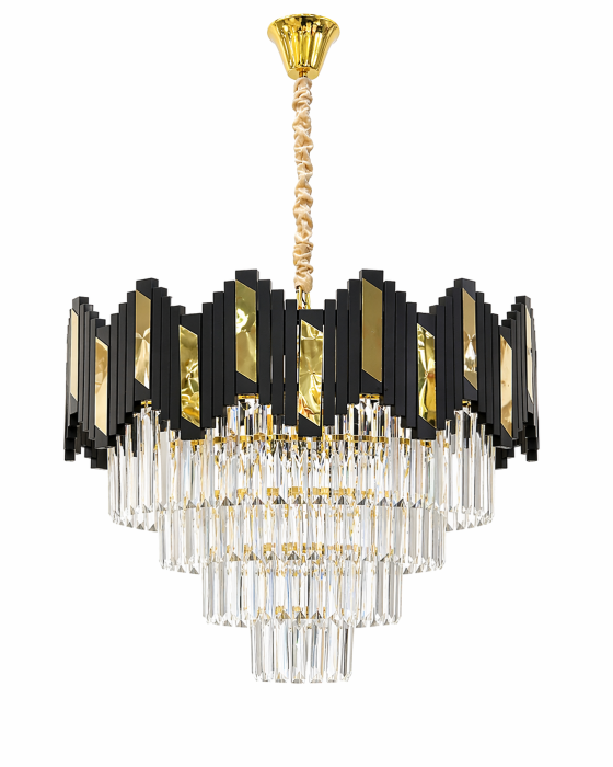 Lustra 109/400 – Lampă de tavan modernă metal auriu-negru cu sticlă imitatie cristal, diametru 40 cm [2]