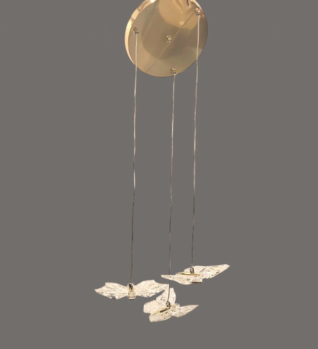Lustră 1743/3 LED, 3 pendule fluture, acril transparent [6]
