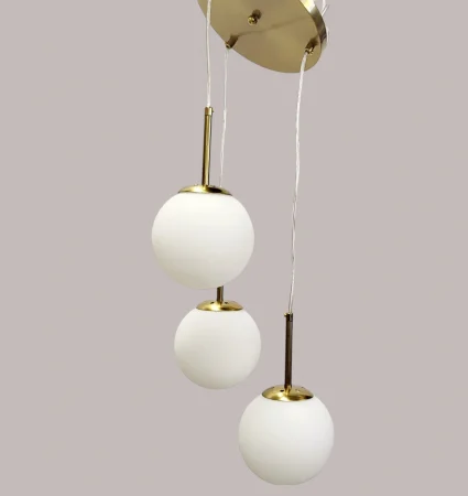 Lustră suspendată 2403/3, 3 pendule sticlă mată albă, finisaje auriu, crom sau negru [2]