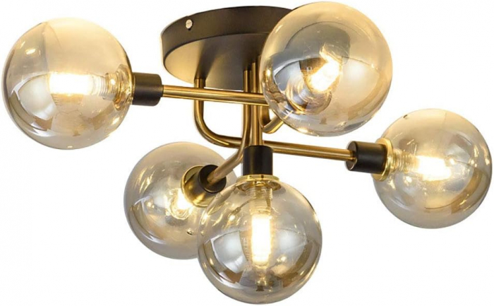 Lustră modernă 2408/5 CP+BK cu 5 becuri E27, metal auriu și negru [2]