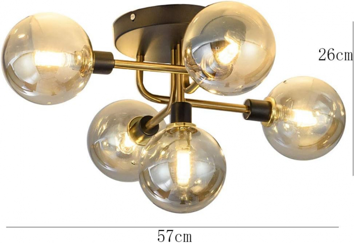 Lustră modernă 2408/5 CP+BK cu 5 becuri E27, metal auriu și negru [4]