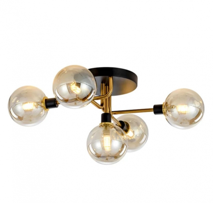 Lustră modernă 2408/5 CP+BK cu 5 becuri E27, metal auriu și negru [3]