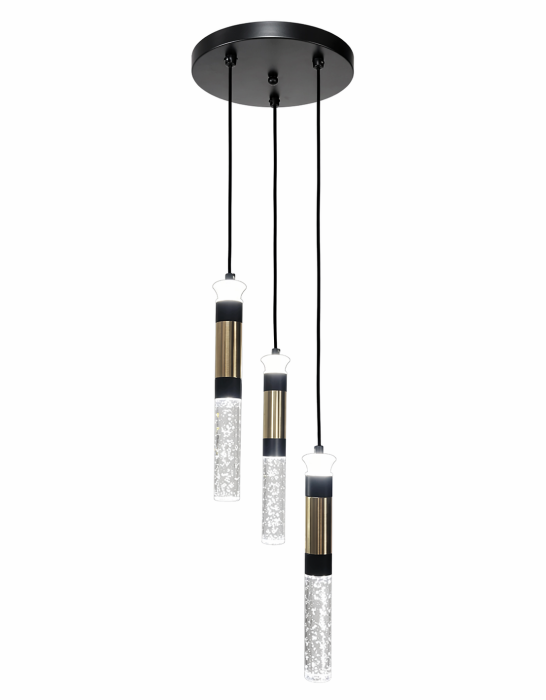 Lustră 2512/3, 3xLED, sticlă, metal negru-auriu, reglabilă [2]