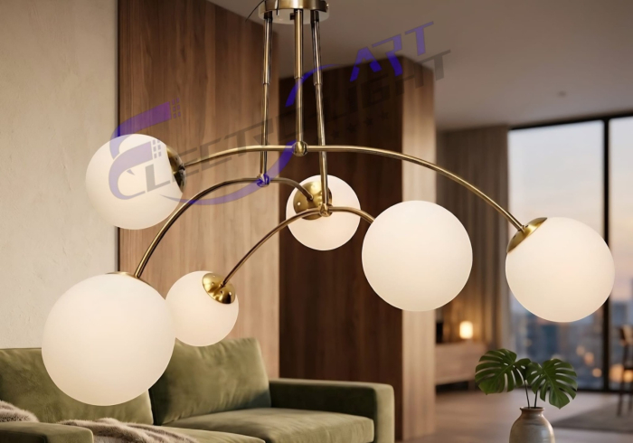 Lustra aurie 2619/6 design geometric cu globuri mate [2]