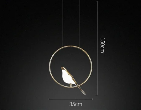 Lustră LED 3002/1D – metal auriu, design pasăre, 3 tipuri de lumină, Ø35 cm [4]