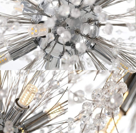 Lustră 3035/9-42 CH, 9 LED G9, metal crom și alb, modernă [4]