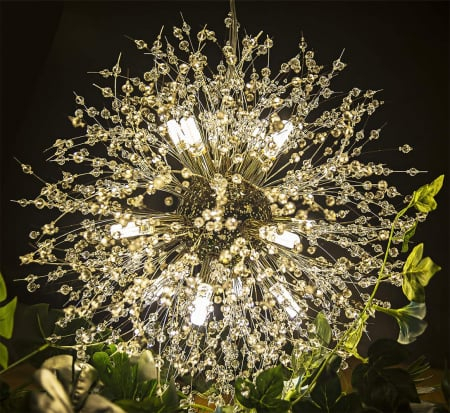 Lustră Modernă 3035/9-42 GD, LED G9, 9x7W, Metal Auriu-Alb, 50x50x100 cm [3]