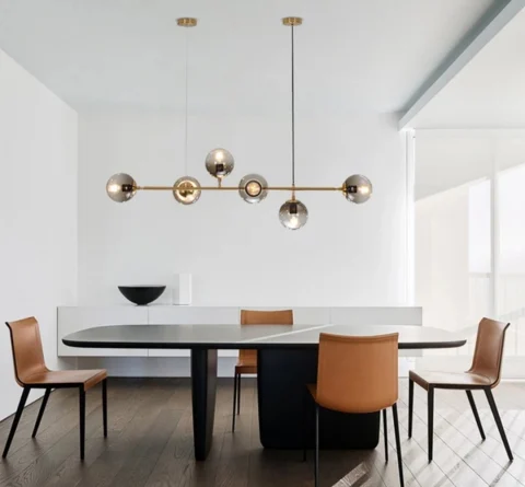 Lustră 5029/6 GD+AMB, 6xE27, metal auriu și sticlă aurie, 120x120 cm reglabilă [4]