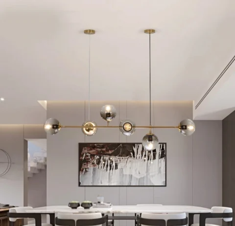 Lustră 5029/6 GD+AMB, 6xE27, metal auriu și sticlă aurie, 120x120 cm reglabilă [3]