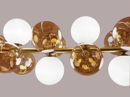 Lustră aurie 5090/27, 27 becuri G9, sticlă alb/auriu, 120 cm [5]