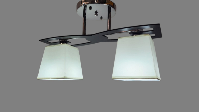 Lustră 5360/2 crom cu detalii negre, 2 becuri E27, modernă [2]