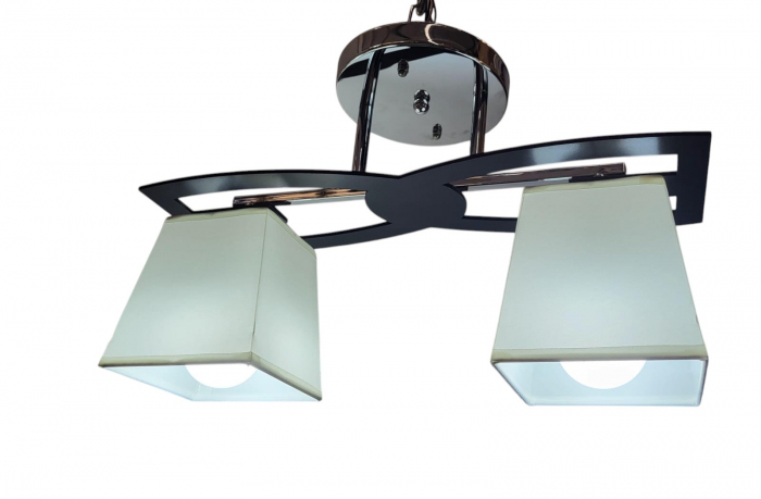 Lustră 5360/2 crom cu detalii negre, 2 becuri E27, modernă [3]