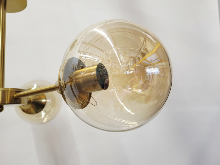 Lustră 5501/3 cu 3 globuri aurii din sticlă și structură metalică [3]