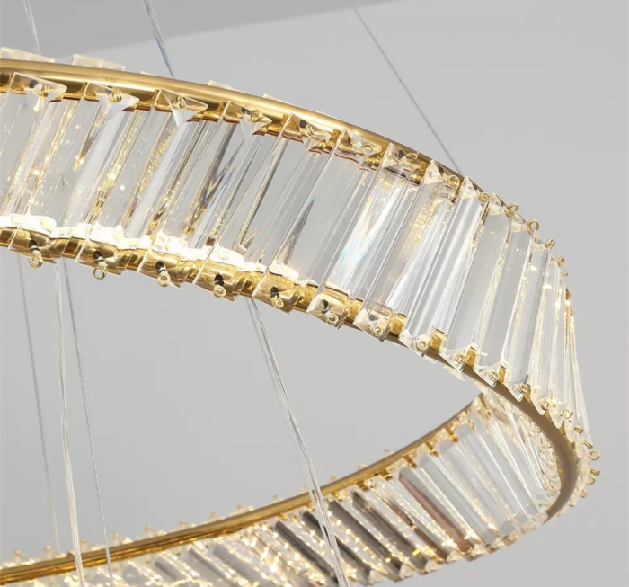 Lustră LED 6039/6+4 128W cu telecomandă, metal și sticlă tip cristal, finisaj auriu sau crom, reglabilă [4]