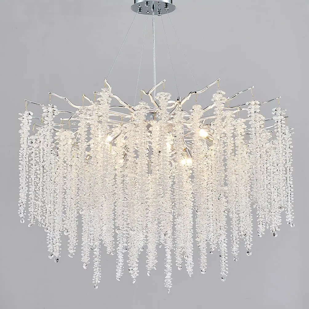 Lustră 6106/800 CH, 11xE14, Metal Argintiu & Acril, Diametru 80 cm, Înălțime Reglabilă [3]