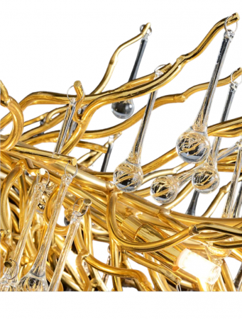 Candelabru 6113/1600 GD Aurie, 10x E14, 160 cm, Design Ramură cu Picături de Apă [4]