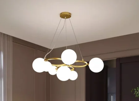 Lustra modernă 6175/7 GD aurie cu globuri albe opal [2]