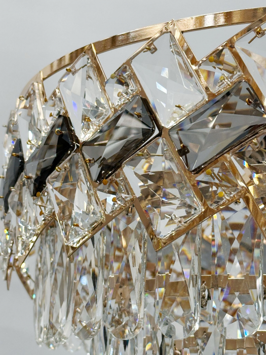 Lustră 6664/300 Aurie, 3x E14, Metal și Sticlă Imitatie Cristal, Înălțime Reglabilă [4]