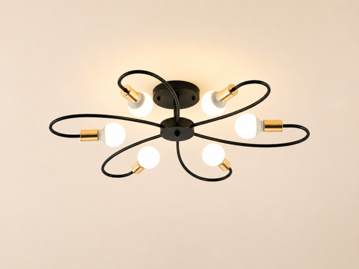 Lustră 8047/6 BK, 6xE27, Metal Negru, Stil Modern, Diametru 78 cm [2]