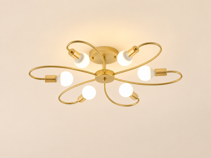 Lustră 8047/6 GD, 6xE27, Metal Auriu, Stil Modern, Diametru 78 cm [2]