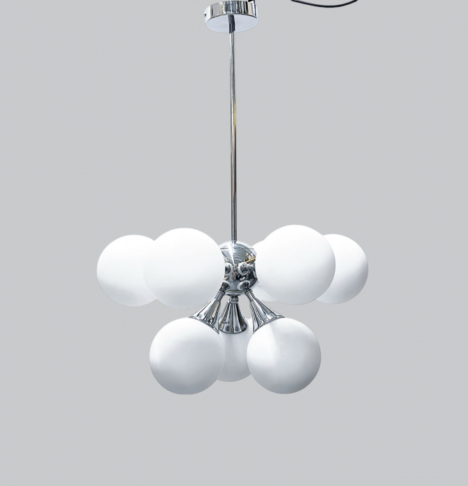 Lustra 8216/9 CH, 9xE14, reglabilă, metal cromat și sticlă mată [2]