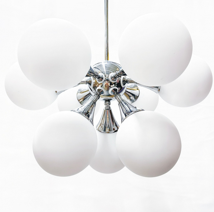 Lustra 8216/9 CH, 9xE14, reglabilă, metal cromat și sticlă mată [3]