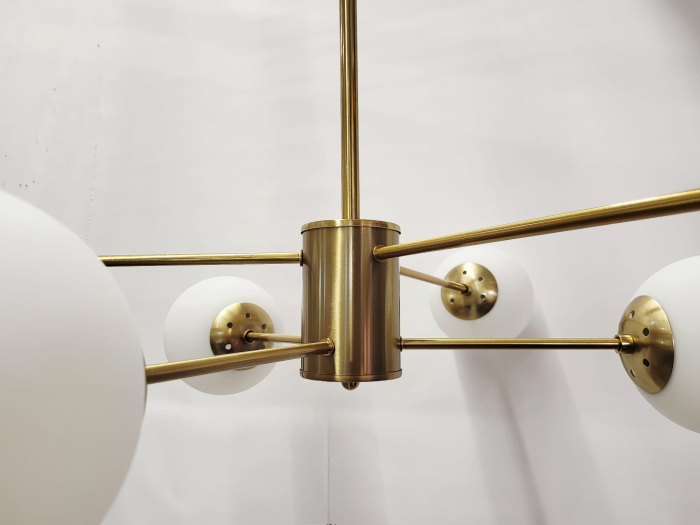 Lustră 9208/3+3 CP, metal auriu cu globuri albe mate, 6 surse de lumină, elegantă, diametru 90 cm [3]