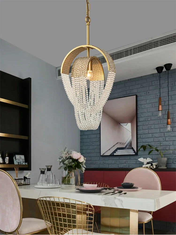 Lustră 9228/1 GD, 1xE14, Auriu, Cristal & Metal, 52x26x100 cm, Înălțime Reglabilă [2]