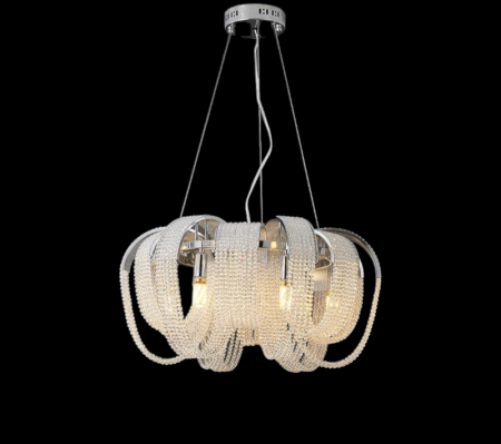 Lustră 9228/6 CH, 6xE14, Argintie, Cristal & Metal, 70x35x100 cm, Înălțime Reglabilă [2]