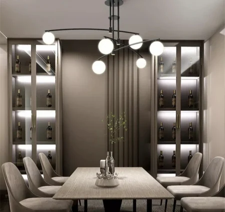 Lustră Modernă 9399/6 BK, 6xG9 LED 9W Incluse, Negru cu Abajururi Albe, 100x41 cm [2]