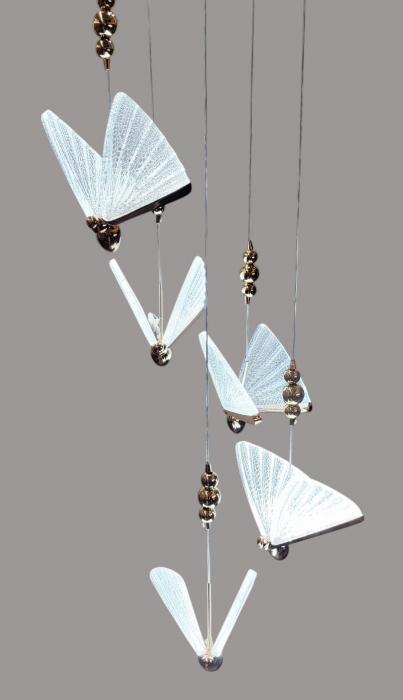 Lustră 985/5 Fluture, LED reglabil, 5 pendule aurii [3]
