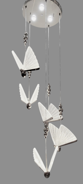 Lustra 985/5 CH – Lustră elegantă cu LED, 5 pendule reglabile și finisaj crom lucios [2]