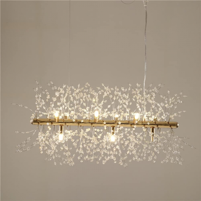 Lustră decorativă 2405/720 cu 9 becuri G9, metal și mărgele cristal, finisaj crom/auriu, 72 cm [4]