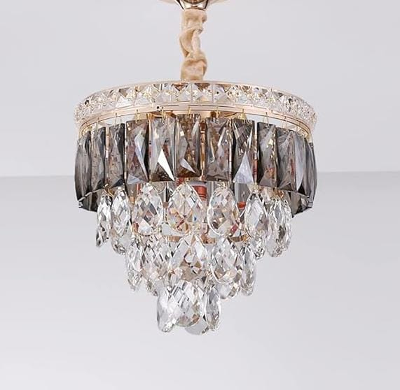 Lustră decorativă 3352/300 – cristale K9 fumurii și transparente, finisaj auriu, 3xE14, Ø30 cm [2]