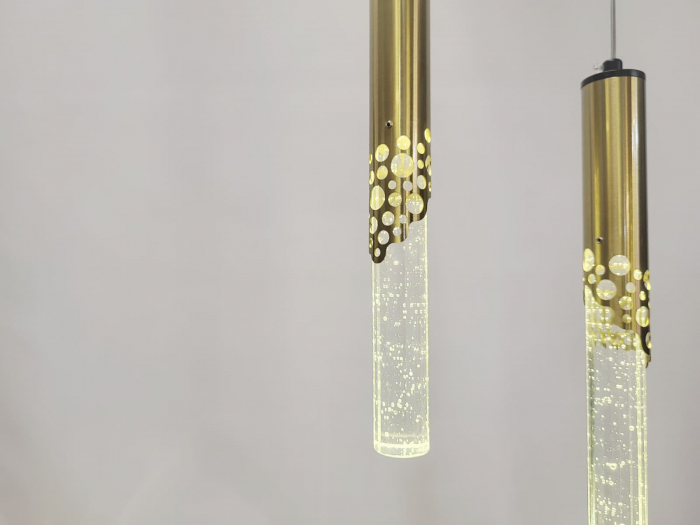 Lustră LED 5003/5 – 5 pendule aurii, reglabilă, cu 3 tipuri de lumină pentru living și dining [5]