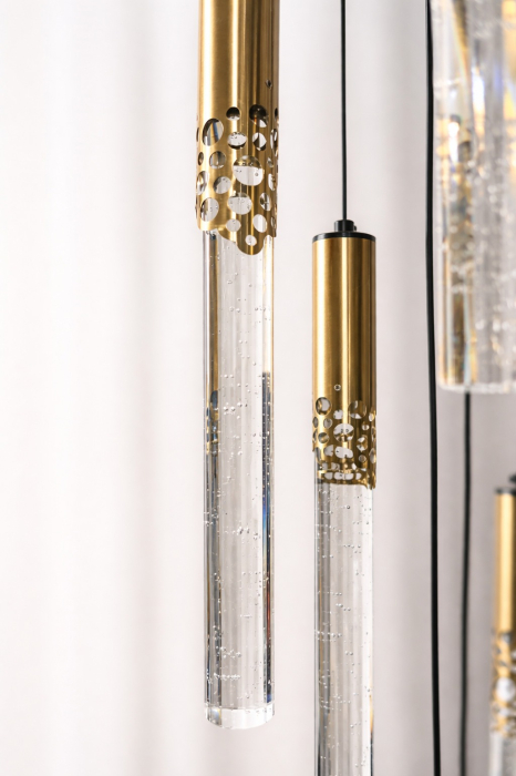 Lustră LED 5003/9 GD, 9 pendule sticlă, auriu, 30W, 3 tipuri lumină, înălțime reglabilă 170 cm [3]