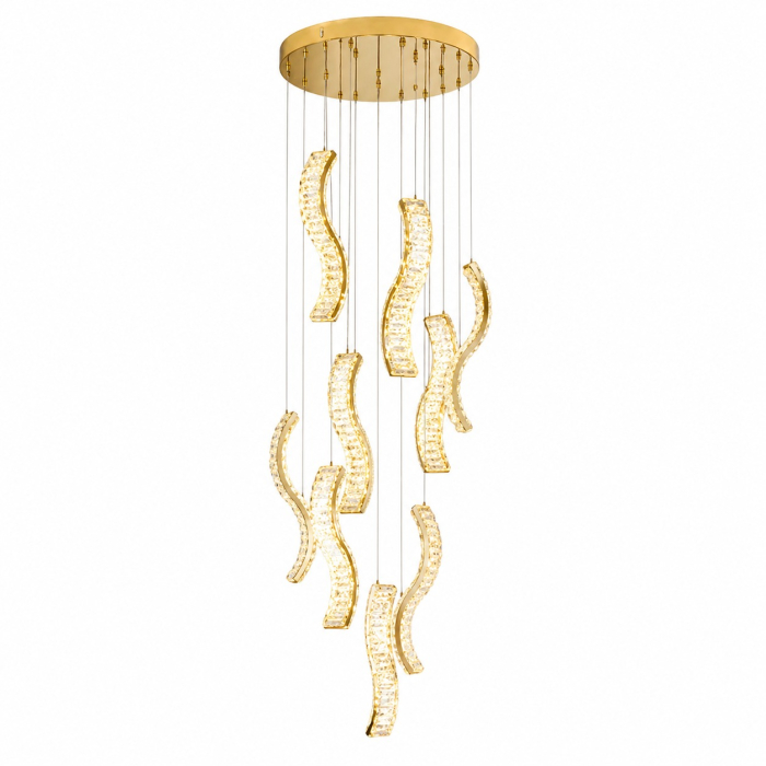 Lustră LED 6689/9 cu cristale K9 și pendule suspendate auriu/crom [3]