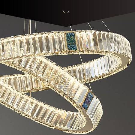 Lustră LED BO 1009/50+70, două inele metal și sticlă tip cristal, Ø70+50 cm, lumină reglabilă [2]