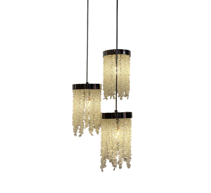 Lustra model 6116/3 – 3 pendule metal și sticlă, aurie sau crom [3]