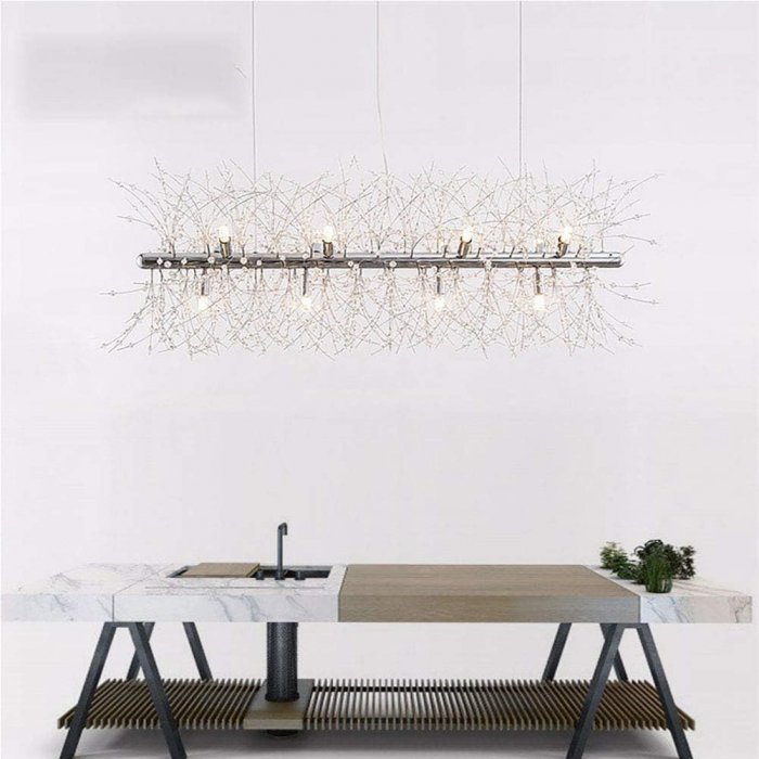 Lustră modernă 2405/1200 cu 15 becuri G9, metal și mărgele cristal imitativ, finisaj GD/CH, 120 cm [4]