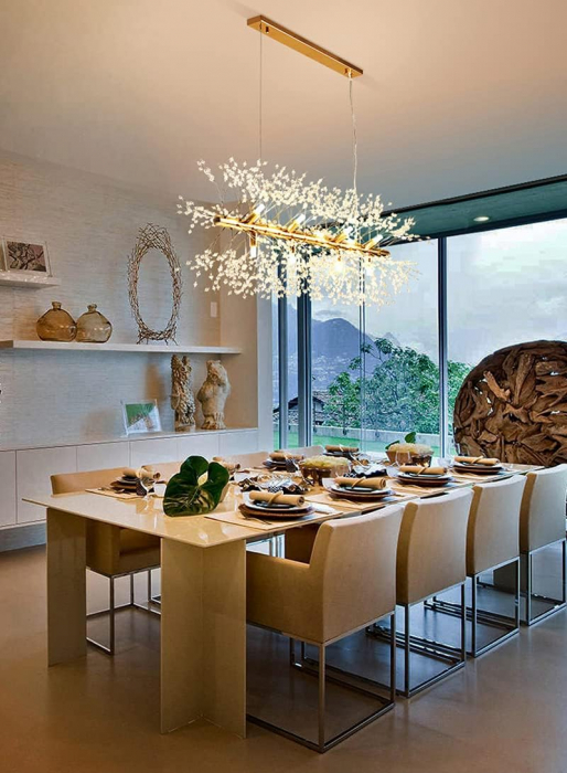 Lustră modernă 2405/1200 cu 15 becuri G9, metal și mărgele cristal imitativ, finisaj GD/CH, 120 cm [3]